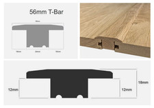 Solid Oak Floor Threshold, T-Bar Section, Unfinished, Rebate Height:12mm