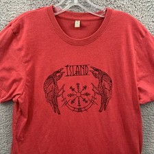 Salvage Mens Medium T-Shirt Red Graphic Tee Birds Beach Island Recycled Clothing