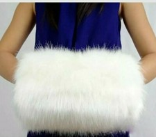 Adults VINTAGE STYLE , White, faux fur, Hand muff 