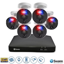 Swann CCTV System NVR 8-8780 8 Channel 2TB 6 x 12MP NHD-1200BE Cameras 890106
