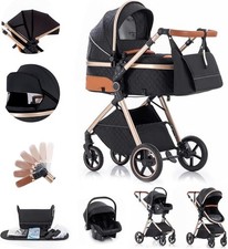 Black 3 in 1 Baby Pram Travel