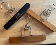 3 Vintage Gripwell Wooden Trouser Hangers By  Birnbaum Ltd 10” 2 Brown,  1 Black