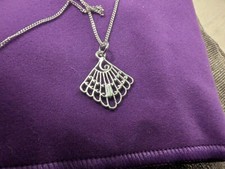 Art Deco Looking Fan 925 Sterling Silver Necklace Pendant Womens Great Looking