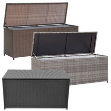 120cm Poly Rattan Garden Storage Box Outdoor Storage Chest Trunk Utility Case