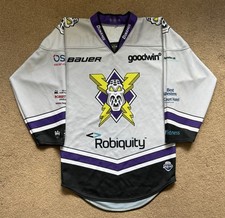 Manchester Storm EIHL Bauer White Ice Hockey Jersey Shirt Mens Size Medium
