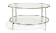 Silver Steel Round Coffee Table Glass Argos Home Boutique - New Boxed *Damaged