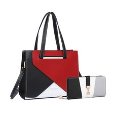 2PCS Ladies Faux Leather Handbag Set : Tote Bag & Matching Purse