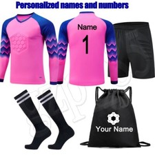 Football Kids Boys Girls Goalkeeper kits Shirt Shorts Padded Elbow Goalie Sets