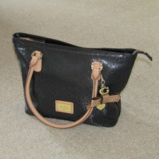 Guess Los Angeles 1981 black  hand bag studded handles charm bow pockets zebra