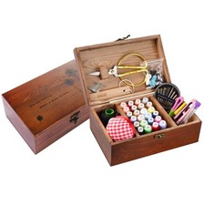 Sewing Kit, Wooden Kit Box for