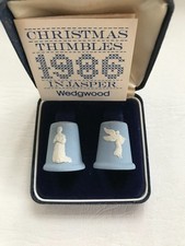 Wedgwood Blue  jasperware 1986 thimbles boxed in excellent condition.