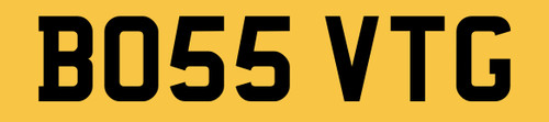 Boss vantage number plate - plate, bo55