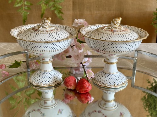 Antique pair cream tureens - pair,