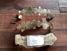 4 X BRASS METAL PLUMES CURTAIN TIEBACKS, 2 PAIRS, NEW