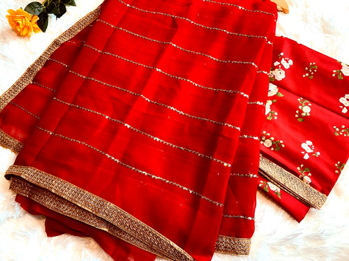Red saree with - saree,