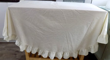 Large Frilled Round Tablecloth Pale Green Cotton 68' Diameter inc Frill