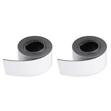2Pcs Dry Erase Magnetic Strip Reusable Sticky Magnet Roll 1"x3.28 Feet/ White