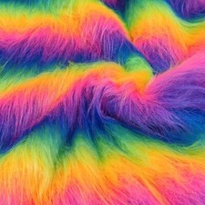 Long Haired Faux Fur Fabric - Rainbow - AC 356 / YF56