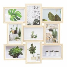 9 Multi Aperture Layered Photo Frame | Wall Mounted Wooden Picture Frame - 44cm