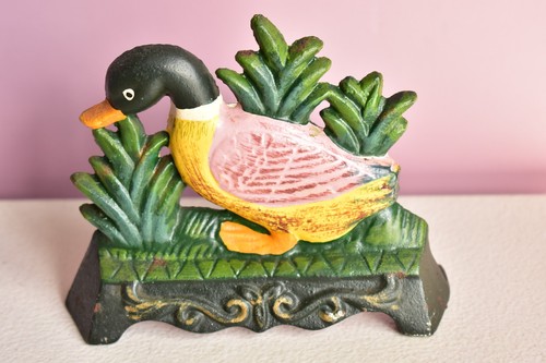 Cast iron duck door stopper - duck,