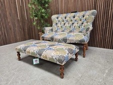 Traditional High Back Buttoned Accent Sofa In William Morris Brook Tapestry