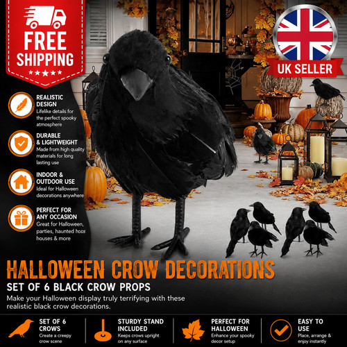 Realistic black crow prop - crow, fake