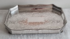 Very Large Excellent Quality Silver Plated On Copper Rectangular Gallery Tray