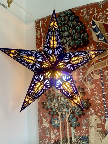 Blue gold star hanging paper - star,
