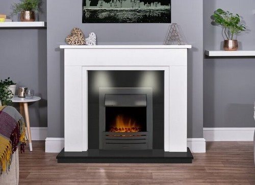 Black electric fire white - black,