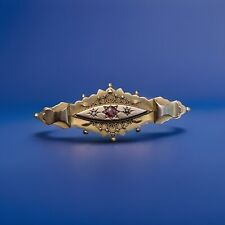 Antique 9ct Gold Ruby & Diamond Brooch - Chester Hallmarks