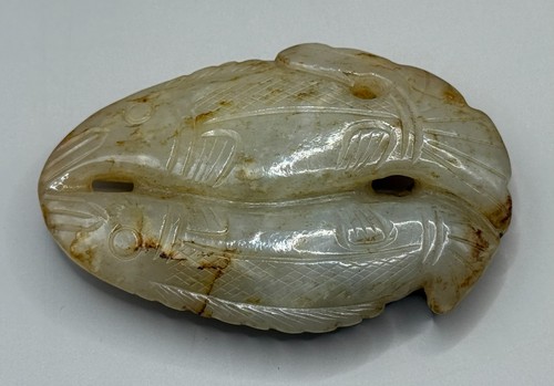 Chinese carved jade twin fish - twin,