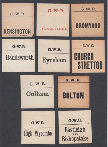 Ten old luggage labels - old,