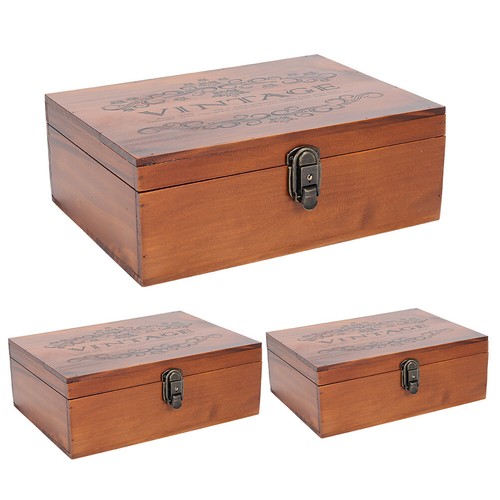 Square wooden storage box - wooden,