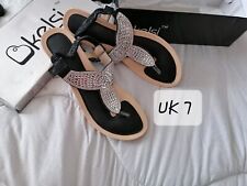 Kelsi UK Size 7 Black Wedge Sandals with Diamante Detail – Women’s Summer Shoe