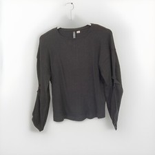 *New* Size 22/24 Black Pure Cotton Ruched Sleeve Ribbed Top