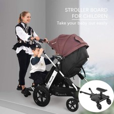 Universal Kids Buggy Board w/ Seat Step Board Stand Wheeled Pushchair Connector