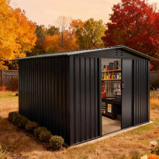 8 x 10 FT Garden Shed Storage Waterproof with Foundation Kit and Vents, Grey