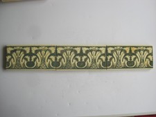 SET OF 3 ANTIQUE VICTORIAN GREEN  6" X 3"  BORDER/ SPACER TILE  - Maw & Co