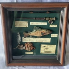 VTG Fly Fishing Themed Shadow Box Dioramas Rainbow Trout Wall Hanging 10” x 11” 