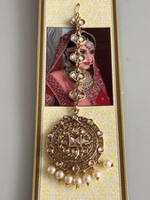 Indian Pakistani Maang Tikka Gold Plated Gold Stones Bridal Costume Jewellery