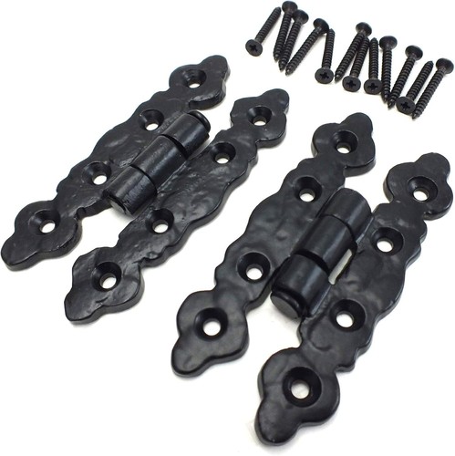 Black fleur lys hinges - 2x,