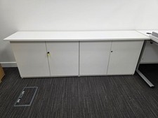 used credenza desk heigh – White 4-Door Lockable Office Credenza Cabinet