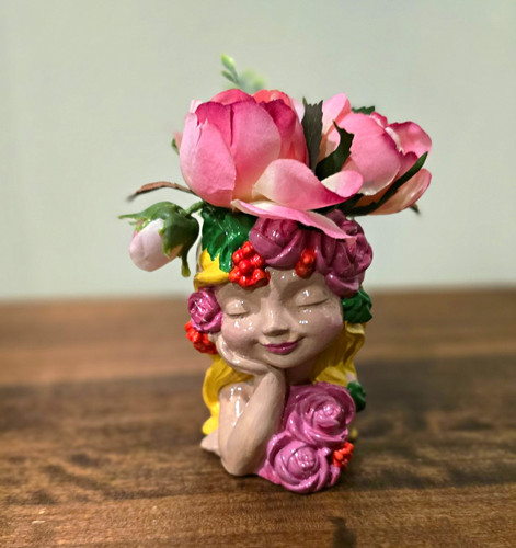 Plaster girl head figurine - girl,