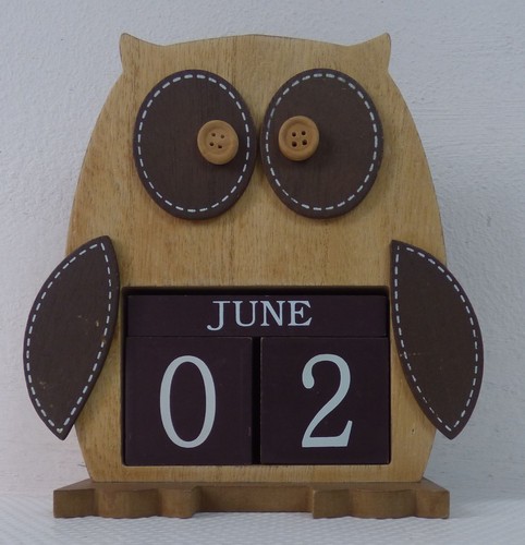 Wooden owl perpetual calendar - wooden,