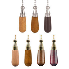 ElekTek Bathroom Ceiling Light Pull Cord Switch Wood Fob Handle & Chrome Chain