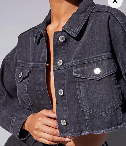 Raw edge ladies black cropped - black,