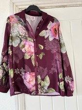 Ted Baker Woman’s Pj Shirt Size 14 Burgundy Floral