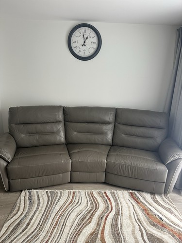 Scs grey leather seater - scs, 3-seater