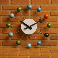 Mid Century Modern George Nelson Ball Clock 18'' Retro Colorful Wall Decor