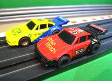 Very Rare Vintage Scalextric Micro Marchon MR1 Porsche 935 Flat Nose Slot Cars